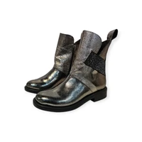 Carla Ricci ezüst bőr női bokacsizma