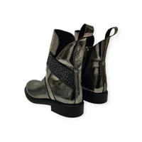 Carla Ricci ezüst bőr női bokacsizma