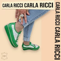 Carla Ricci zöld bőr sportcipő, sneaker