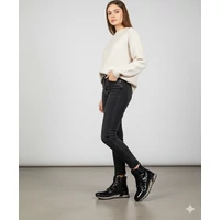 Carla Ricci fekete bőr női bokacsizma