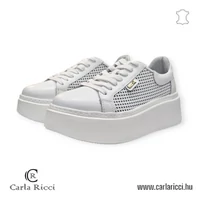 Carla Ricci fehér bőr sportcipő, sneaker perforált