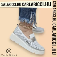 Carla Ricci fehér-ezüst slipon