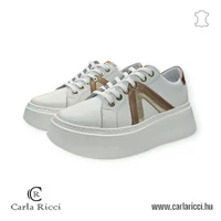 Carla Ricci fehér arany bőr sportcipő, sneaker