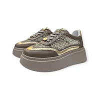 Carla Ricci bézs bőr sportcipő, sneaker perforált