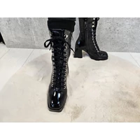 Carla Ricci fekete lakkbőr női elegáns bokacsizma M36