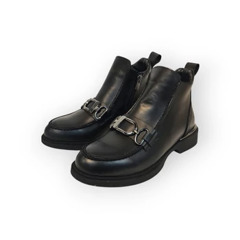 Carla Ricci fekete bőr női  bokacsizma