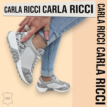 Carla Ricci fehér bőr sportcipő, sneaker pyton mintával