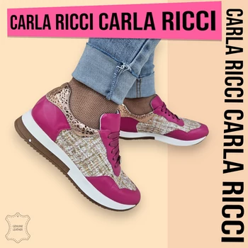 Carla Ricci fuxia bőr sportcipő, sneaker