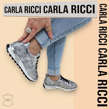 Carla Ricci ezüst bőr sportcipő, sneaker