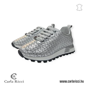 Carla Ricci ezüst perforált sportcipő