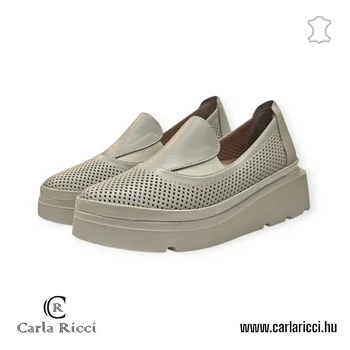 Carla Ricci fehér-ezüst slipon