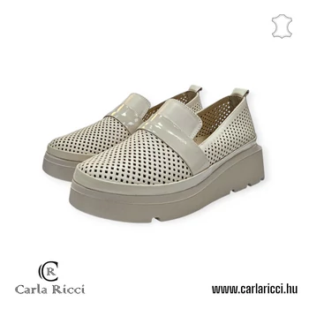 Carla Ricci fehér-ezüst slipon