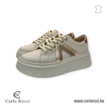 Carla Ricci bézs arany bőr sportcipő, sneaker