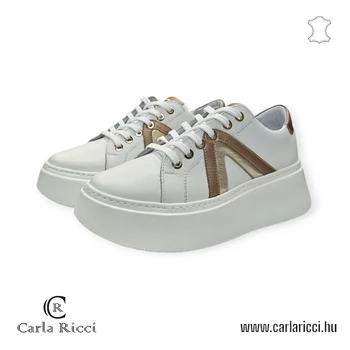Carla Ricci fehér arany bőr sportcipő, sneaker