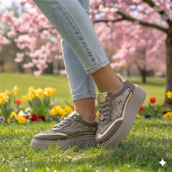 Carla Ricci bézs bőr sportcipő, sneaker perforált