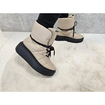 Simen bézs bőr bokacsizma