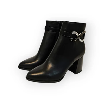 Sala fekete bőr női elegáns bokacsizma