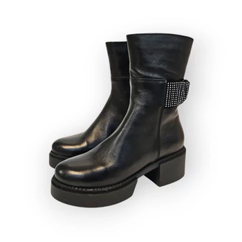 Simen fekete bőr női  bakancs