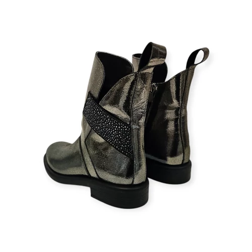 Carla Ricci ezüst bőr női bokacsizma