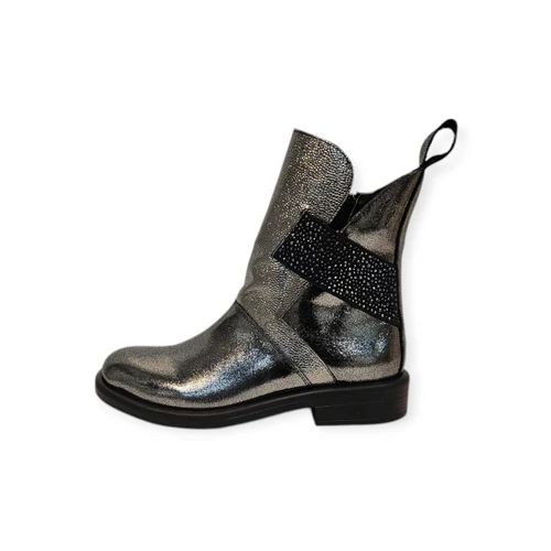 Carla Ricci ezüst bőr női bokacsizma