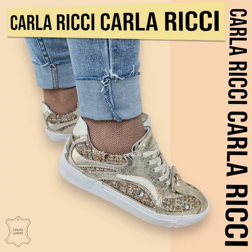 Carla Ricci arany bőr sportcipő, sneaker