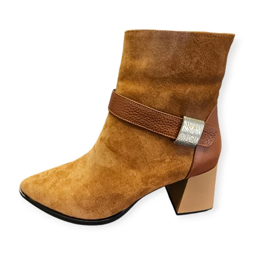 Carla Ricci barna welur bőr női bokacsizma