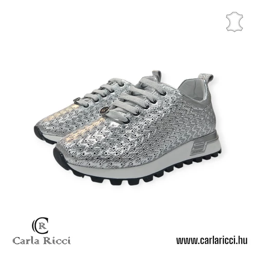 Carla Ricci ezüst perforált sportcipő