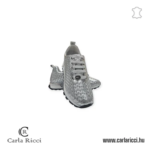 Carla Ricci ezüst perforált sportcipő