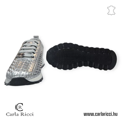 Carla Ricci ezüst perforált sportcipő