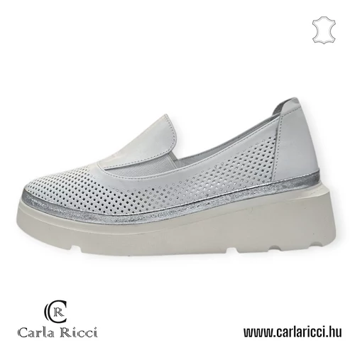 Carla Ricci fehér-ezüst slipon