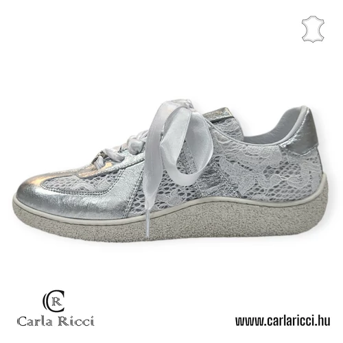 Carla Ricci ezüst csipkés sportcipő