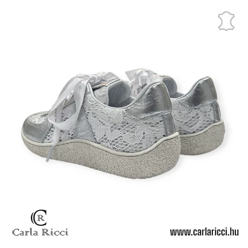 Carla Ricci ezüst csipkés sportcipő