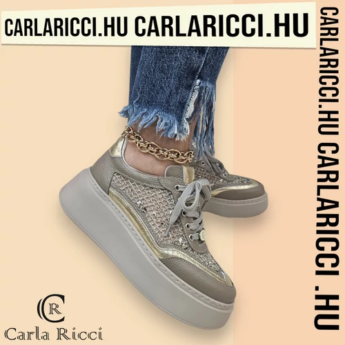 Carla Ricci bézs-arany sportcipő
