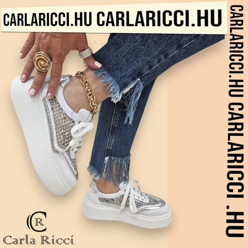 Carla Ricci fehér-ezüst sportcipő