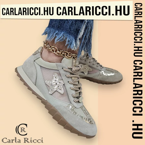 Carla Ricci bézs perforált sportcipő