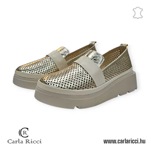 Carla Ricci fehér-ezüst slipon