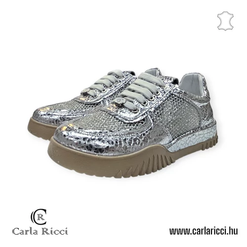 Carla Ricci ezüst bőr sportcipő, sneaker