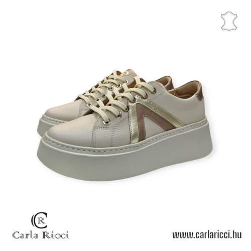 Carla Ricci bézs arany bőr sportcipő, sneaker
