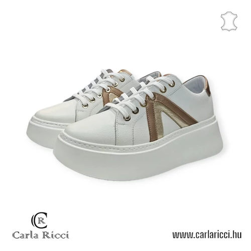 Carla Ricci fehér arany bőr sportcipő, sneaker