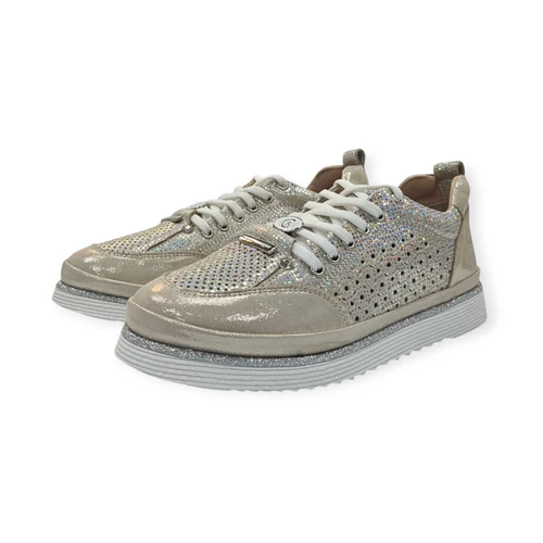 Carla Ricci bézs arany bőr sportcipő, sneaker